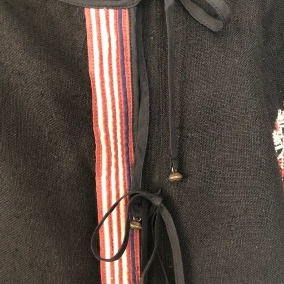 Doen Paz Mini Dress MED embroidered designer tie front Linen BOHO MINT Ret $398 - Picture 5 of 10